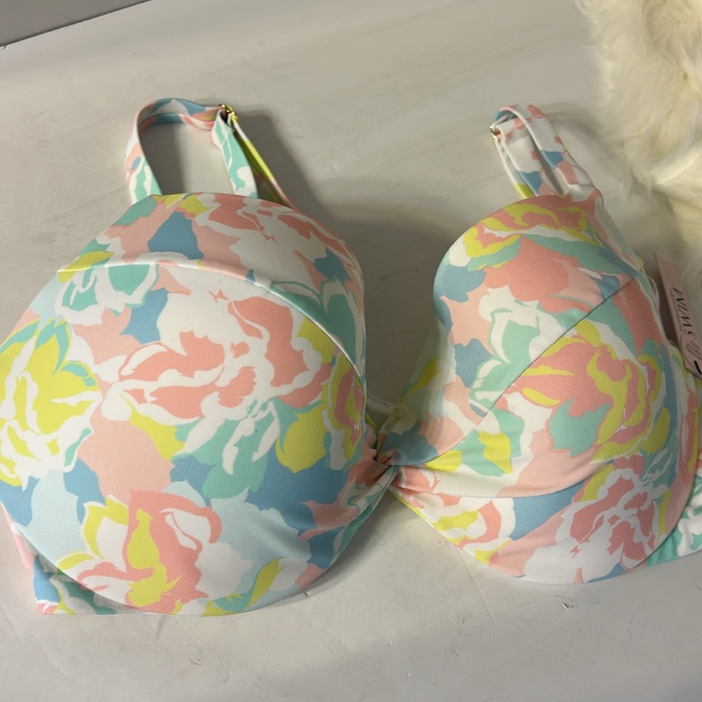 Victorias Secret Swim Twist Removable Push-Up Top NWT 38D adjustable strap flora - Picture 6 of 6